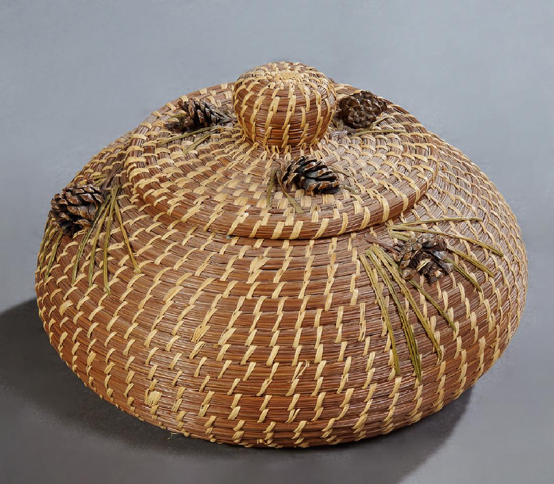 Coushatta Indian Covered Coil Basket, c. 1970, the pine (1 of 1)