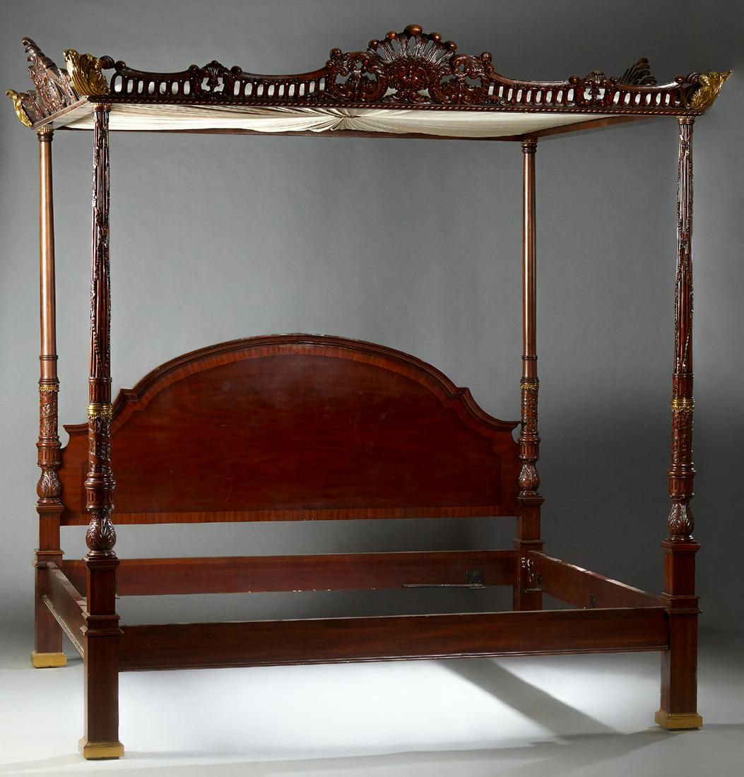 Contemporary Carved Mahogany and Ormolu Four Poster (1 of 2)