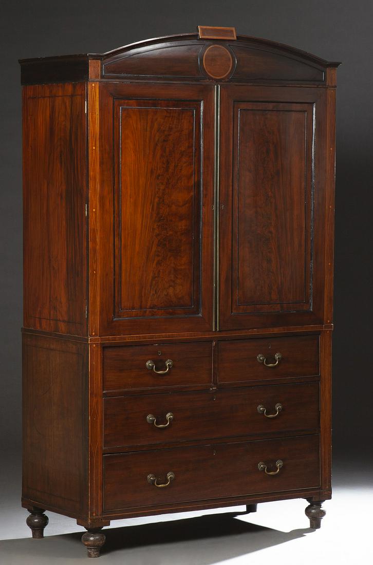 English Georgian Style Linen Press, 19th c., the arched (1 of 1)