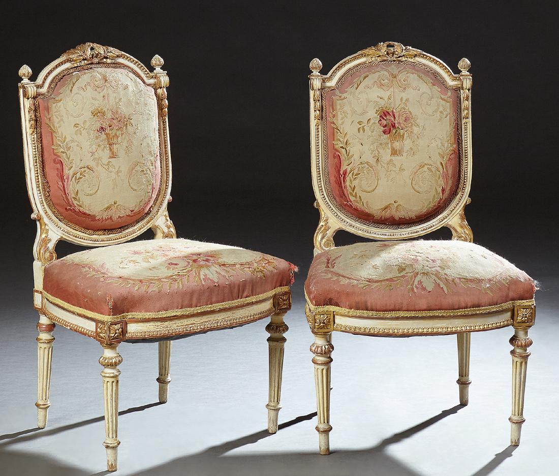 Pair of French Polychromed Gilt Louis XV Style Side (1 of 1)