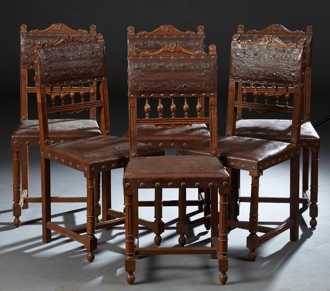 Set of Six French Carved Oak Henri II Style Dining (1 of 1)