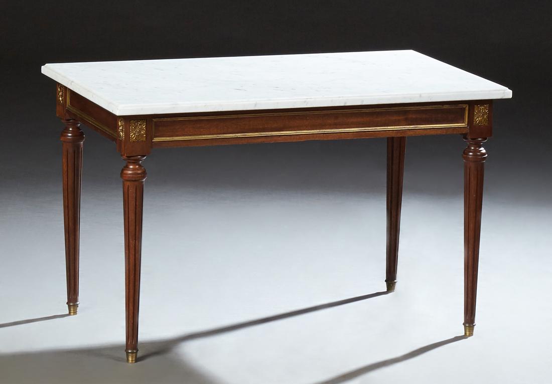 French Carved Mahogany Louis XVI Style Marble Top (1 of 1)