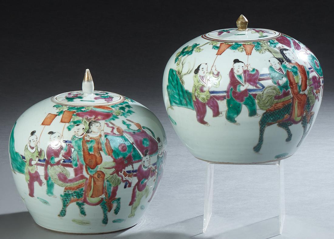 Pair of Chinese Porcelain Covered Baluster Ginger (1 of 1)