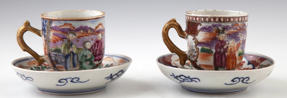 Pair of Chinese Porcelain Tea Cups and Saucers, 19th (1 of 1)