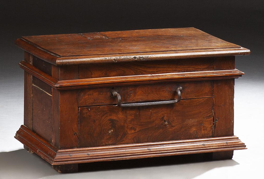 French Carved Oak Coffer, 19th c., the rounded edge lid (1 of 2)
