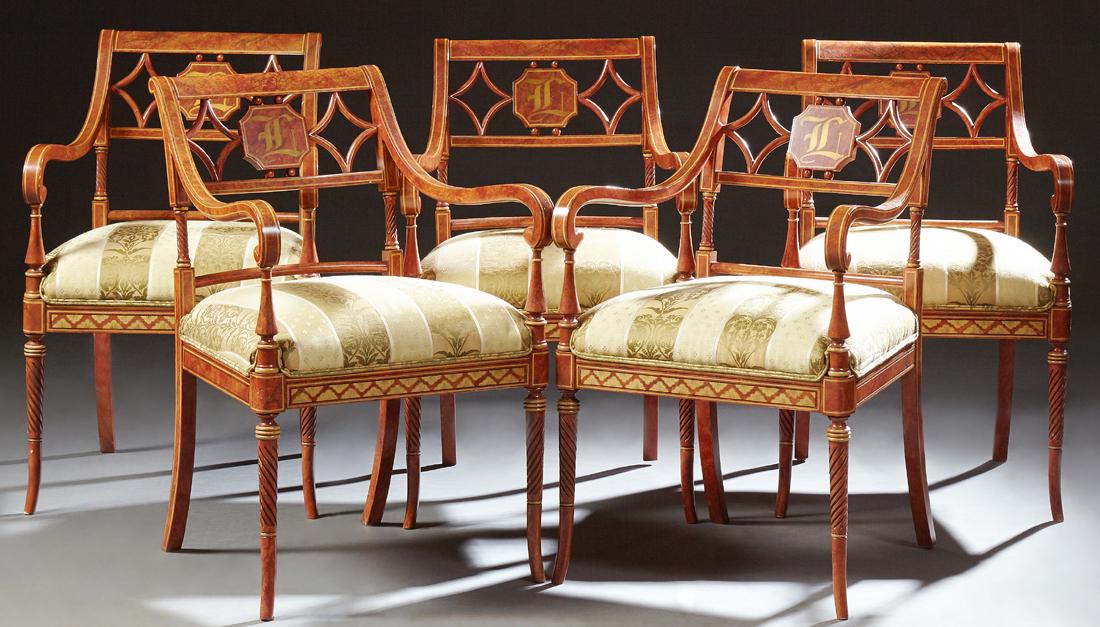 Set of Five Art Nouveau Style Carved Beech Fauteuils, (1 of 1)