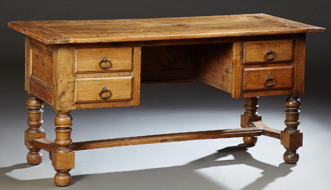 French Provincial Carved Oak Desk, 19th c., with two (1 of 1)