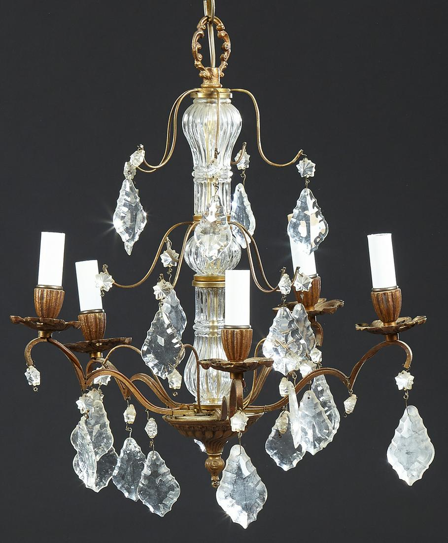 Louis XV Style Brass and Iron Five Light Chandelier, (1 of 1)