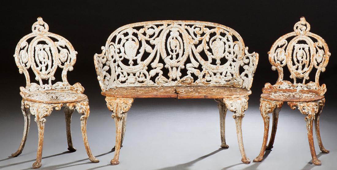 Three Piece Cast Iron Patio Set , late 19th c., (1 of 1)