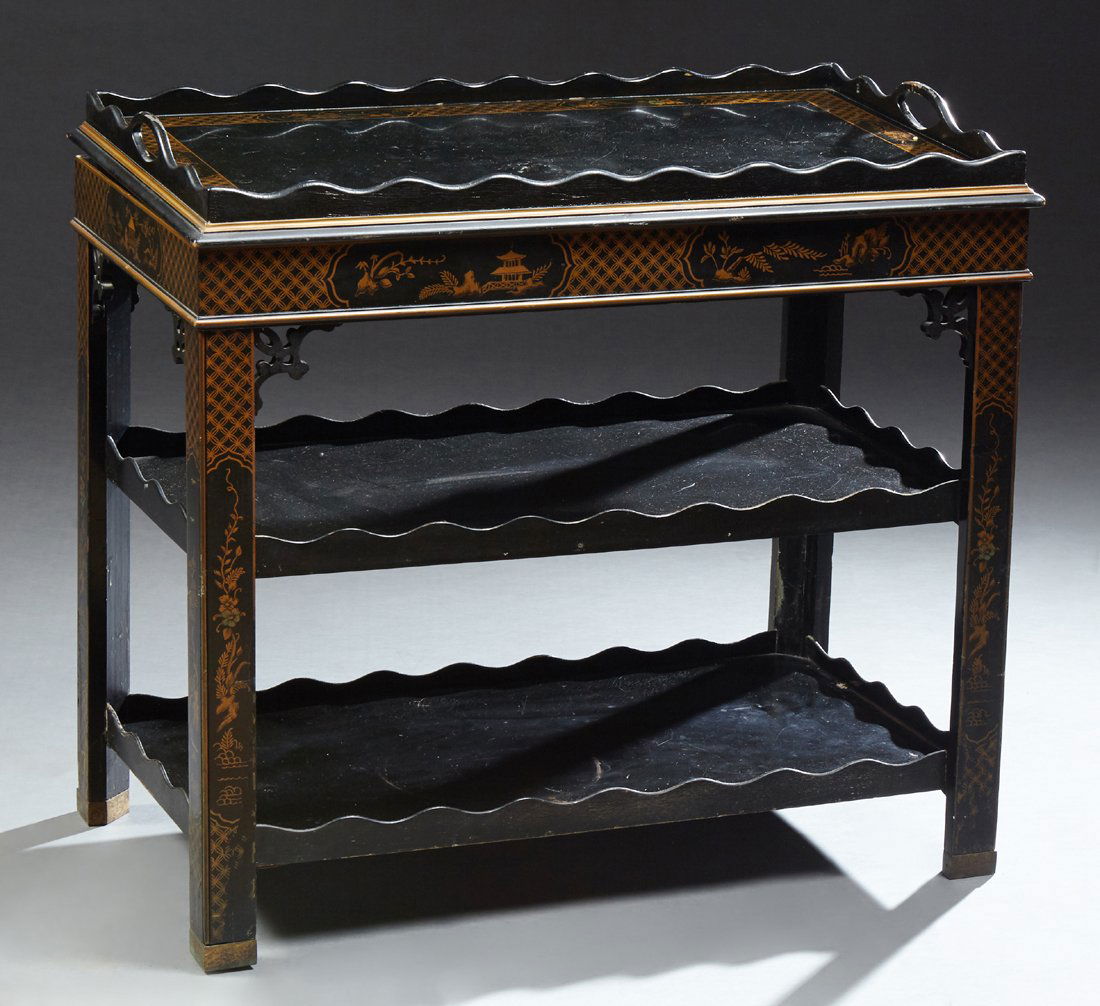Chinoiserie Black Lacquer Tray Table, 20th c., with (1 of 1)