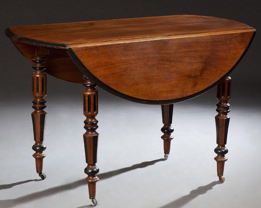 French Provincial Carved Walnut Demilune Table, c. (1 of 2)