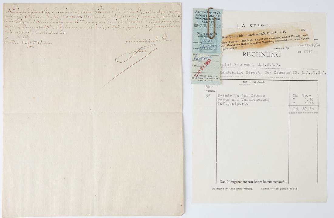 Frederich the Great, Autographed Folded Note, Potsdam, (1 of 1)