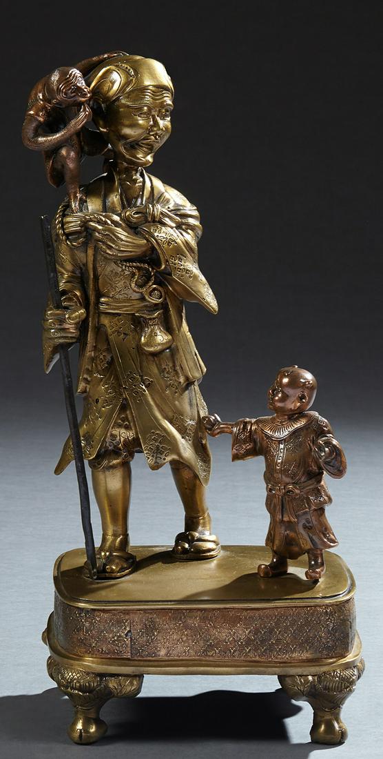 Japanese Bronze Figural Group, early 20th c., of a man (1 of 1)