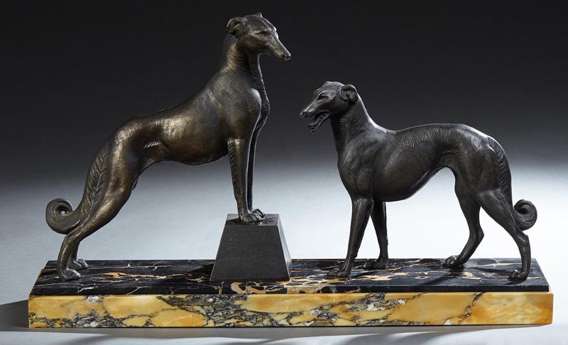 French Art Deco Patinated Spelter Figural Group, c. (1 of 1)