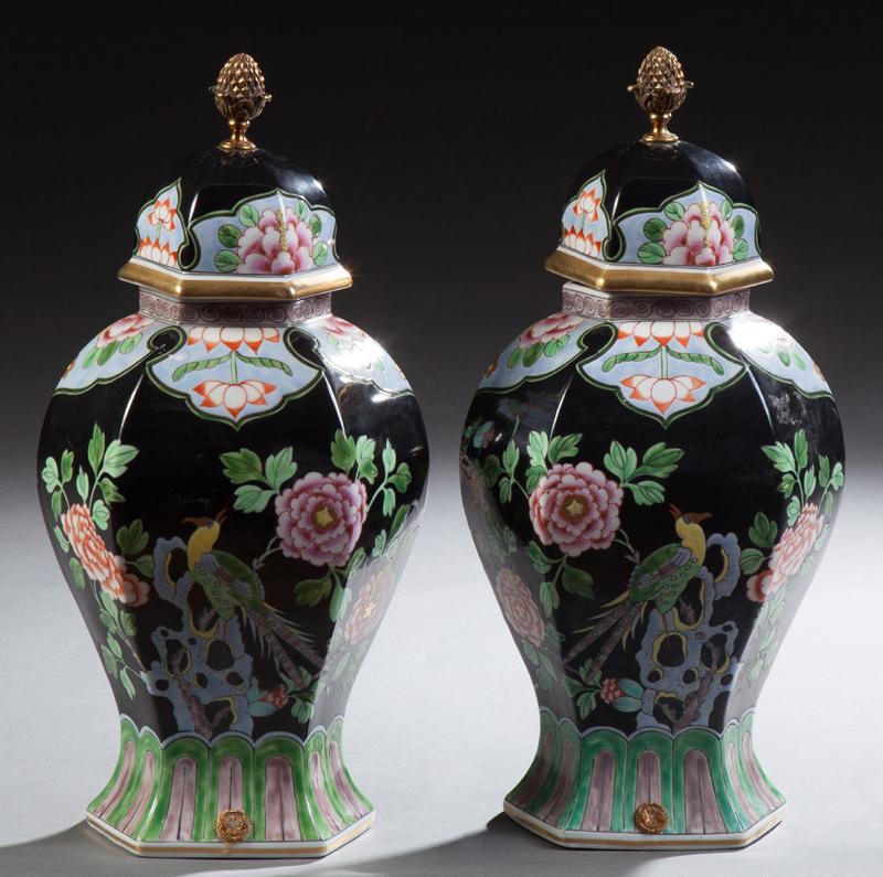 Pair of Chinese Hexagonal Porcelain Baluster Covered (1 of 1)