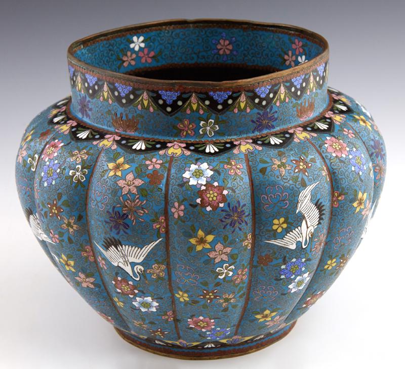 Chinese Cloisonne Jardienere, 20th c., of lobed form, (1 of 2)