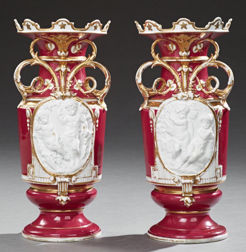 Pair of Unusual Continental Porcelain Handled Baluster (1 of 5)