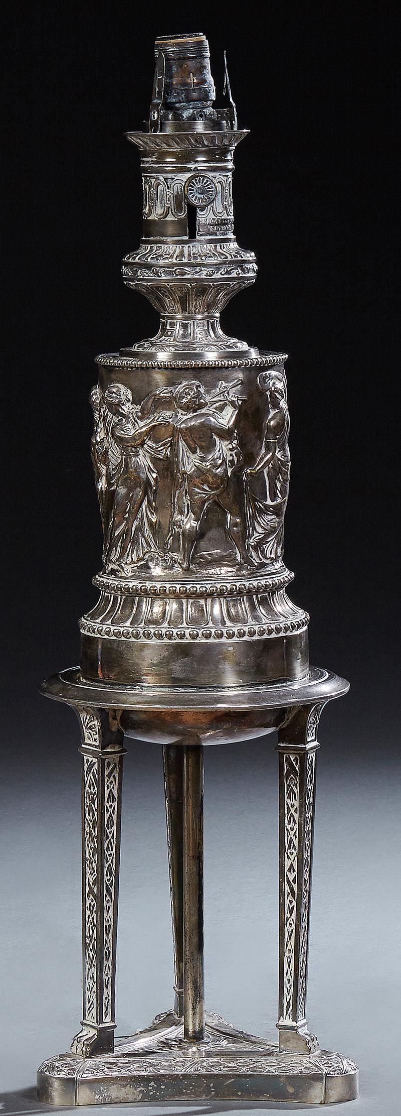 Silverplated Argand Lamp, 19th c., the relief burner (1 of 6)