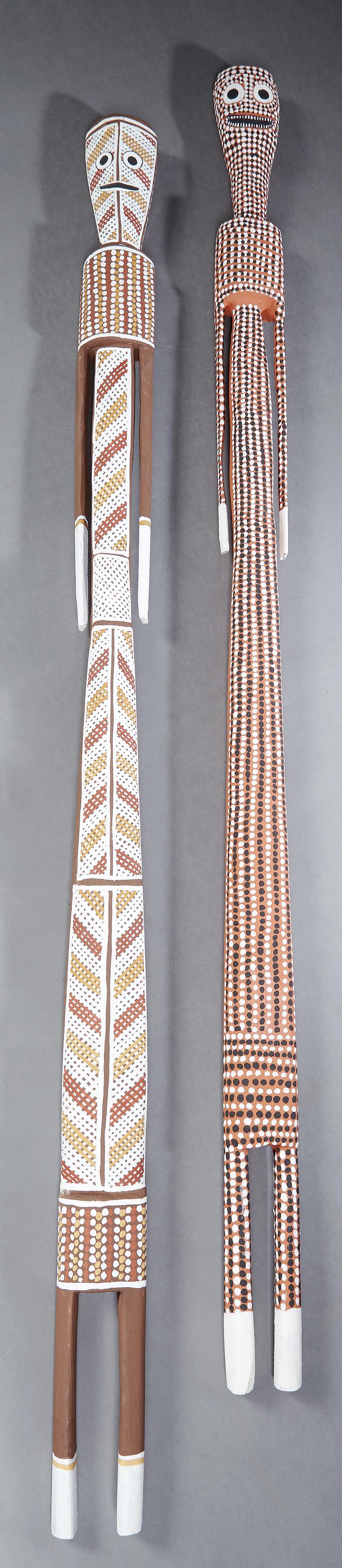 Pair of Figural Painted Wood Oceanic Shields, (1 of 1)