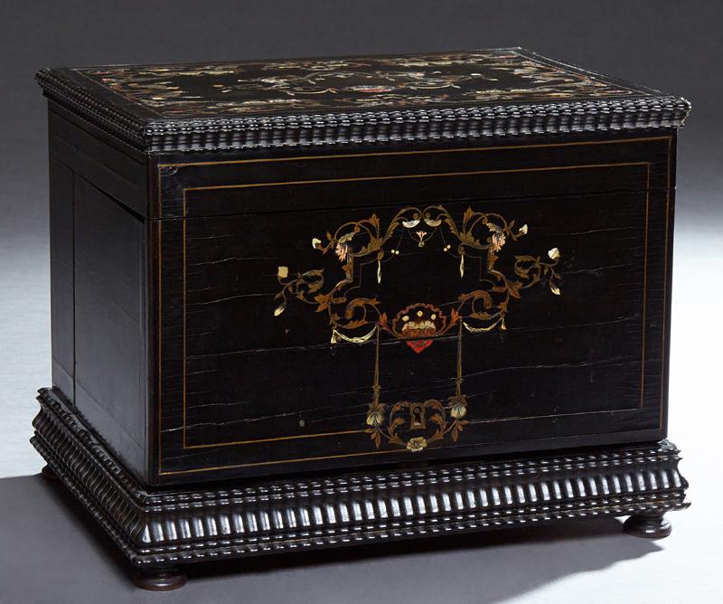 French Carved Boulle Inlaid Rosewood Cave a Liqueur, c. (1 of 1)