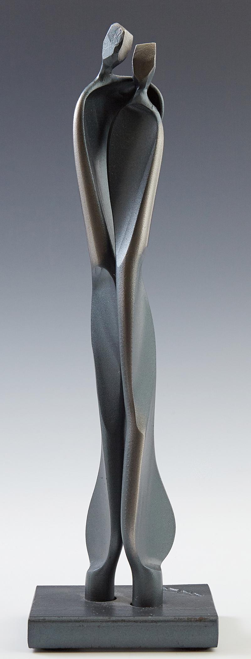 Boris Kramer (1969-, Canadian), "Intimacy," 2004, steel: Boris Kramer (1969-, Canadian), "Intimacy," 2004, steel sculpture, impressed signature proper left side rear of base, labeled and titled on the bottom, H.- 10 1/8 in., W.- 3 in., D.- 2 1/2 in.