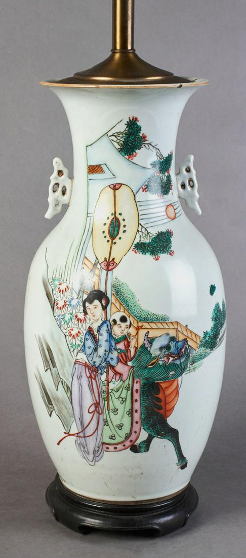 Chinese Porcelain Baluster Lamp, early 20th c., with (1 of 1)