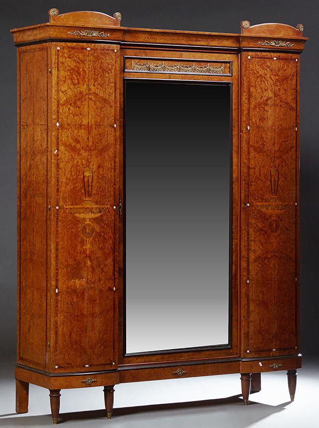 French Inlaid Ormolu Mounted Burled Walnut Triple Door (1 of 6)