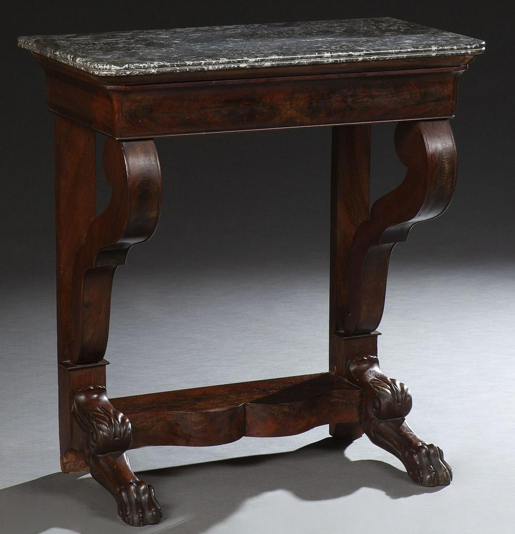 French Empire Style Marble Top Carved Mahogany Console (1 of 1)