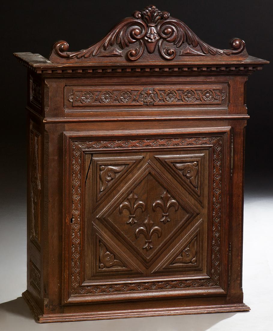 French Renaissance Style Carved Oak Cupboard, 19th c., (1 of 1)