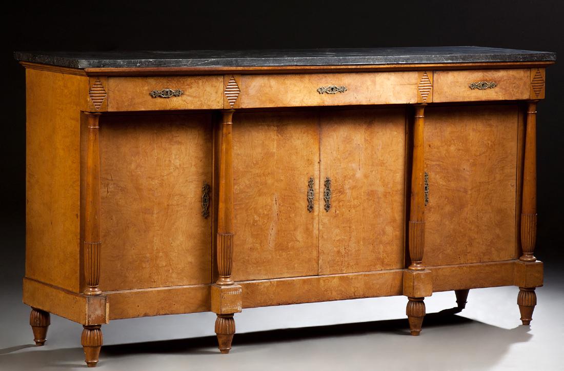 French Burled Elm Marble Top Directoire Style (1 of 1)