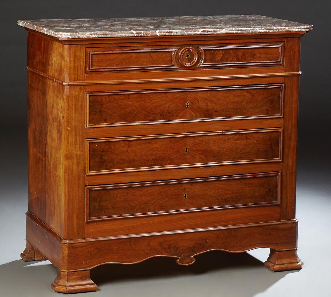 French Provincial Louis Philippe Carved Walnut Marble (1 of 1)