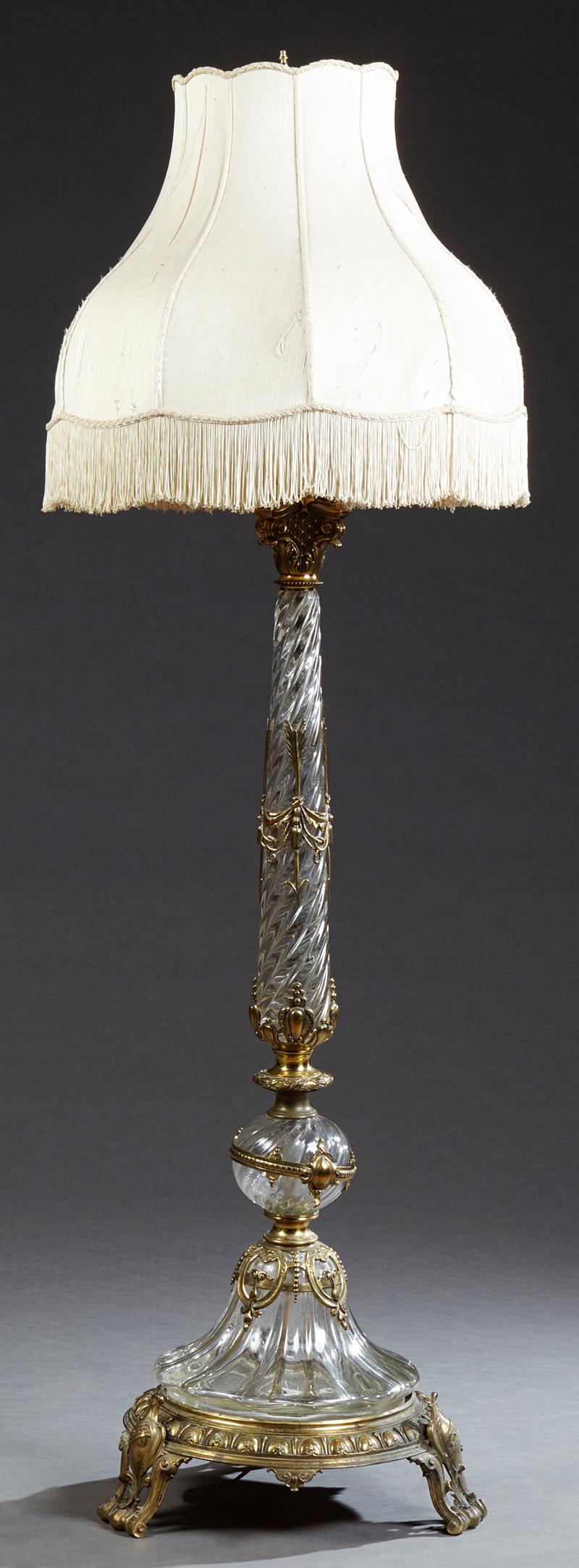 French Gilt Bronze and Crystal Floor Lamp, probably (1 of 1)