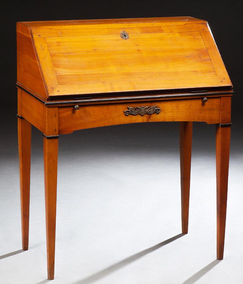 French Louis XVI Style Carved Cherry Slant Front Desk, (1 of 2)
