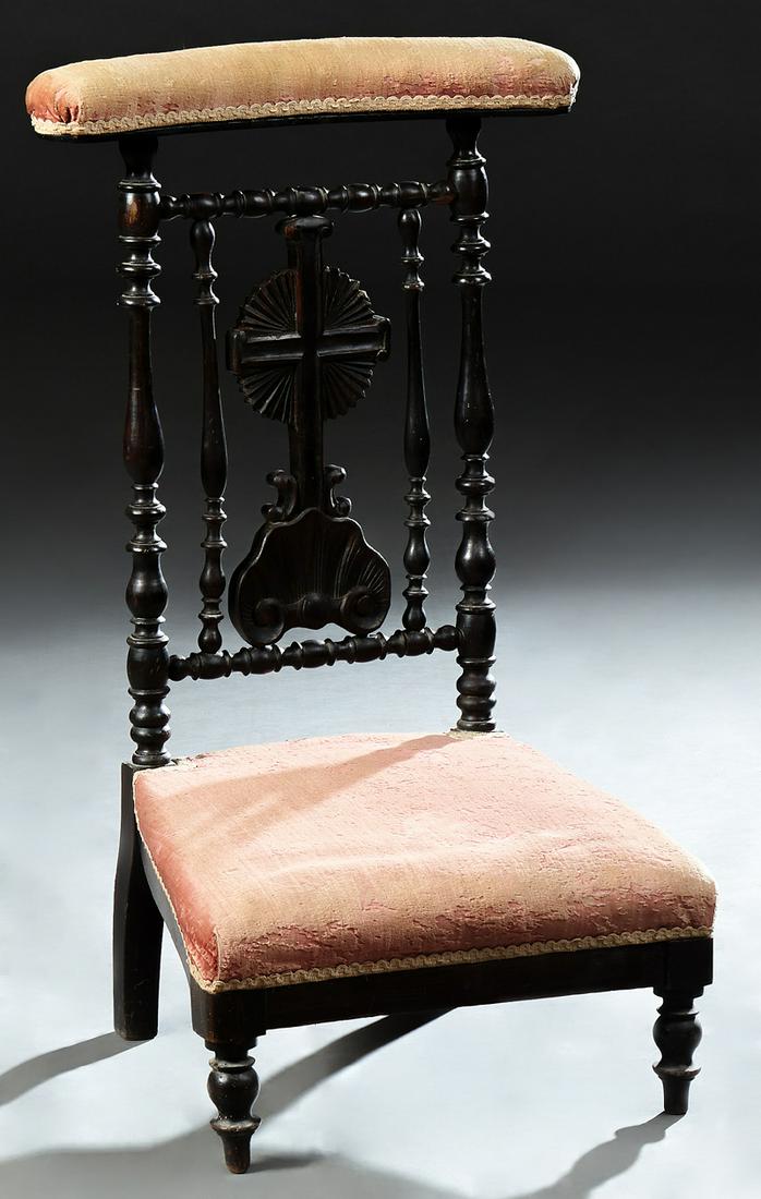 French Ebonized Beech Prie Dieu, c. 1870, the curved (1 of 1)
