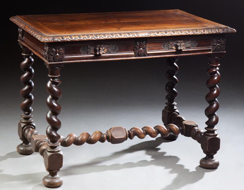 French Provincial Carved Oak Writing Table, 19th c., (1 of 1)