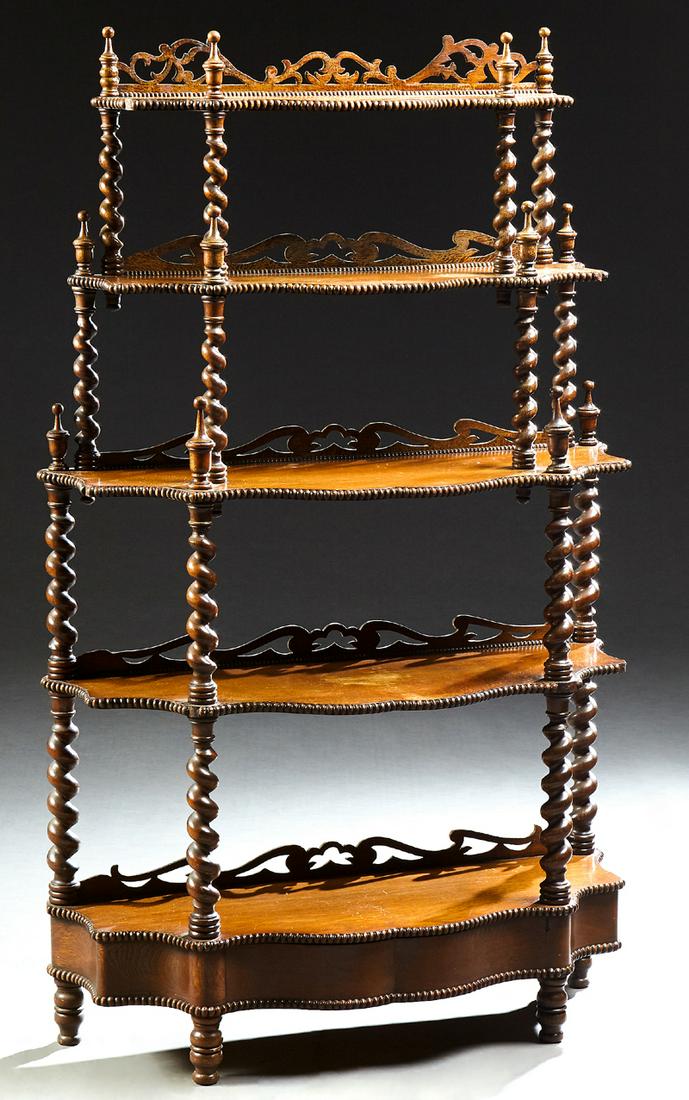 American Carved Walnut Etagere, 19th c., the five (1 of 1)