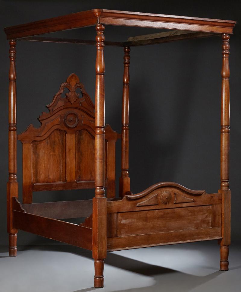 American Eastlake Carved Mahogany Tester Double Bed, c. (1 of 1)