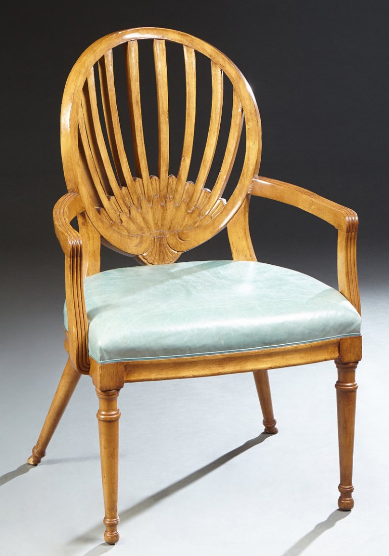 Biedermeier Style Carved Blonde Elm Armchair, 20th c., (1 of 1)