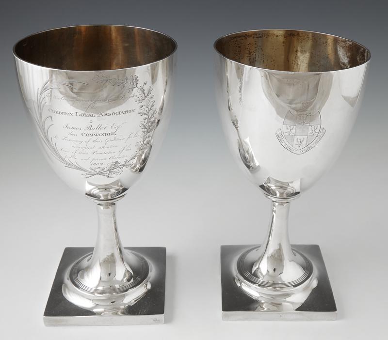 Pair of Sterling Presentation Goblets, London, 1802, by (1 of 2)