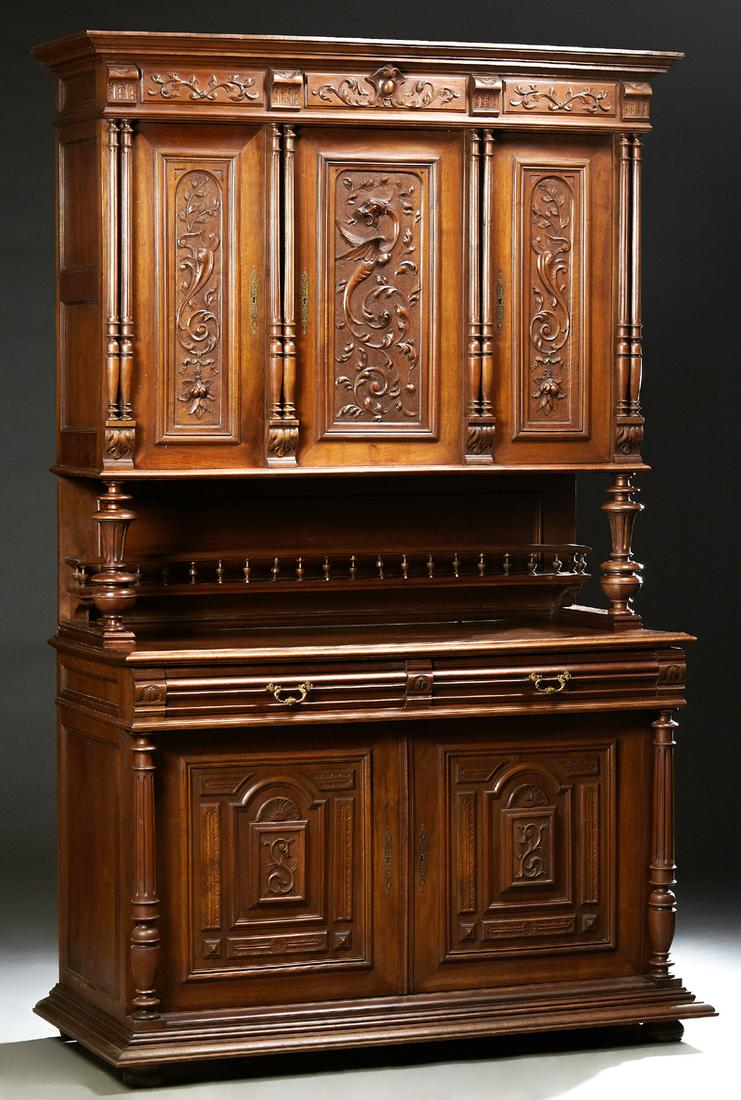 French Provincial Henri II Style Carved Walnut Buffet a (1 of 1)