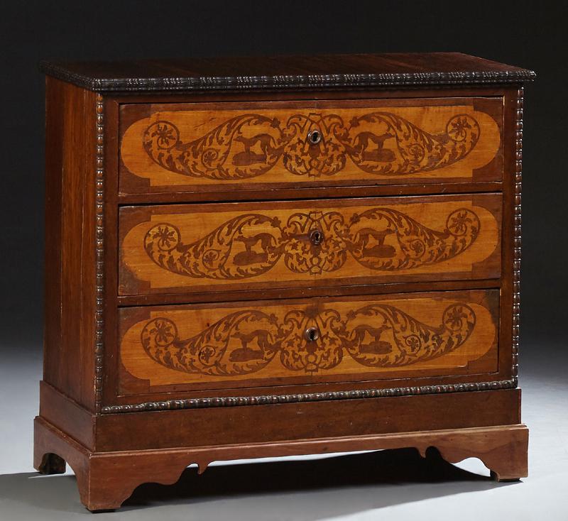 French Louis Philippe Carved Inlaid Mahogany Commode, (1 of 1)