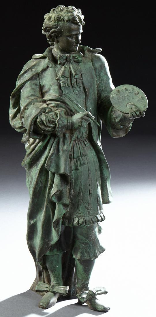Green Patinated Spelter Figure of an Artist, late 19th (1 of 1)