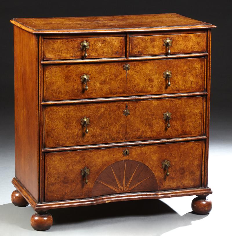 English Inlaid Burled Walnut Georgian Chest, early 19th (1 of 3)