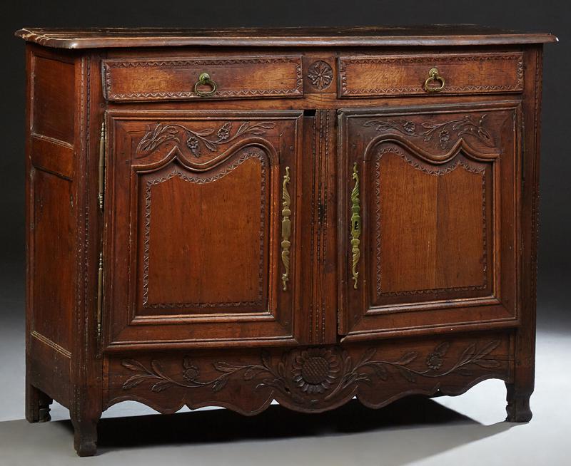 French Provincial Louis XV Style Carved Oak Sideboard, (1 of 1)