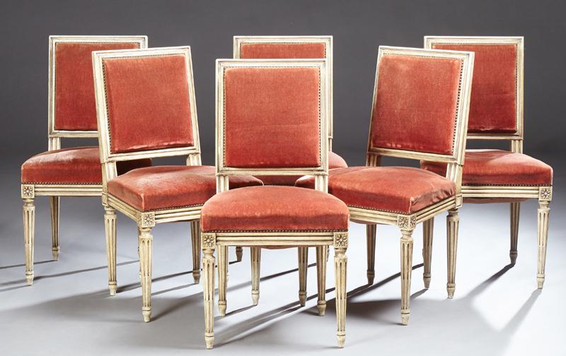 Six of French Louis XVI Style Polychromed Upholstered (1 of 16)