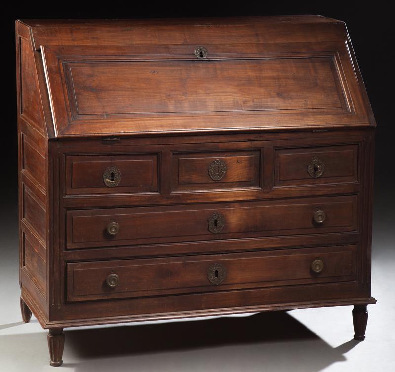 French Louis XVI Style Carved Walnut Slant Front Desk, (1 of 2)