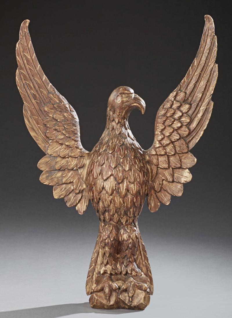 American Carved Gilt Wood Spread Wing Eagle, 19th c., (1 of 1)