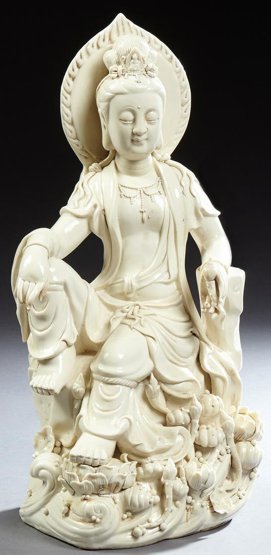 Chinese Blanc de Chine Seated Buddha Figure, early 20th (1 of 2)