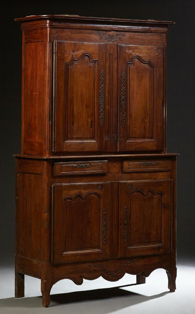 French Provincial Carved Cherry Buffet a Deux Corps, (1 of 1)