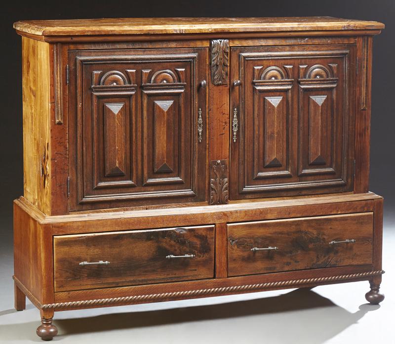 Continental Carved Oak and Elm Sideboard, early 20th (1 of 1)
